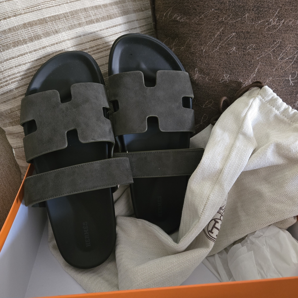 Hermès Black Slide Sandals